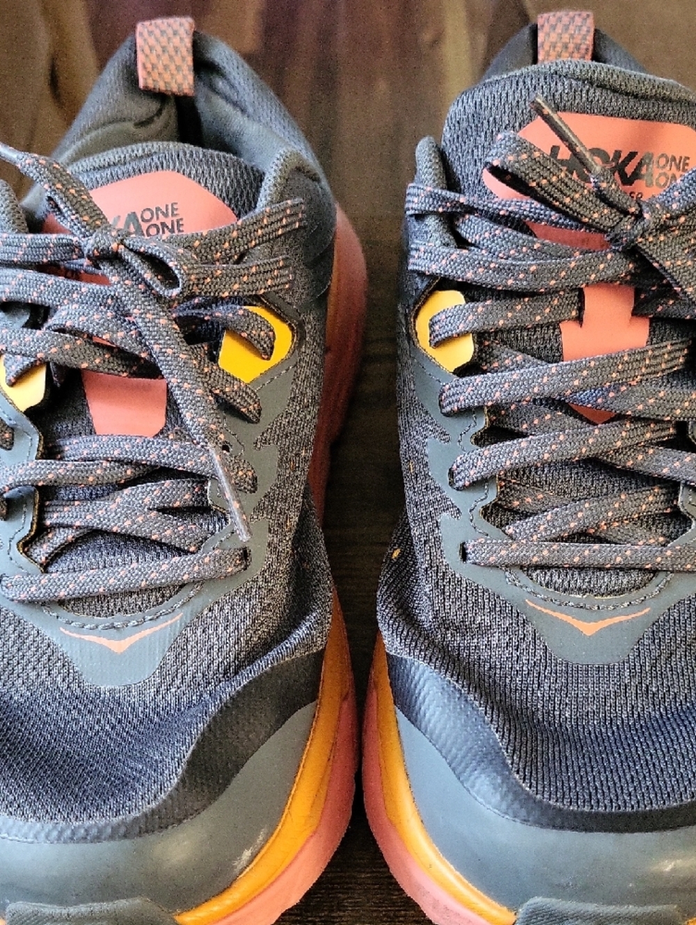 Hoka One One Gray Running Shoes with Coral And Orange Accents - Picture 12 of 12
